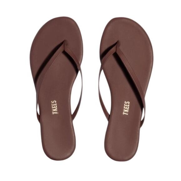 TKEES Womens Lily Square Toe Flip Flop Sandals US 5 B EU 36 Brown Leather NWOB - Picture 2 of 15